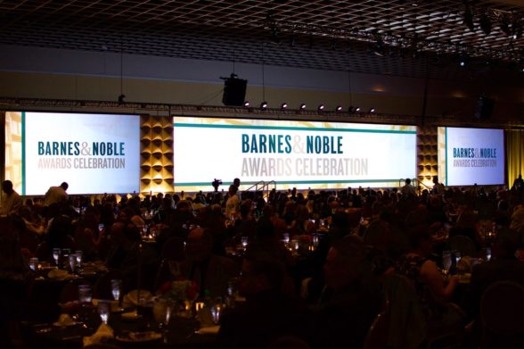 Barns and Nobel Conference with Mac Production Group A Corporate Audio Visual Production Company. This picture shows their audio visual services with video projection and sound reinforcement.